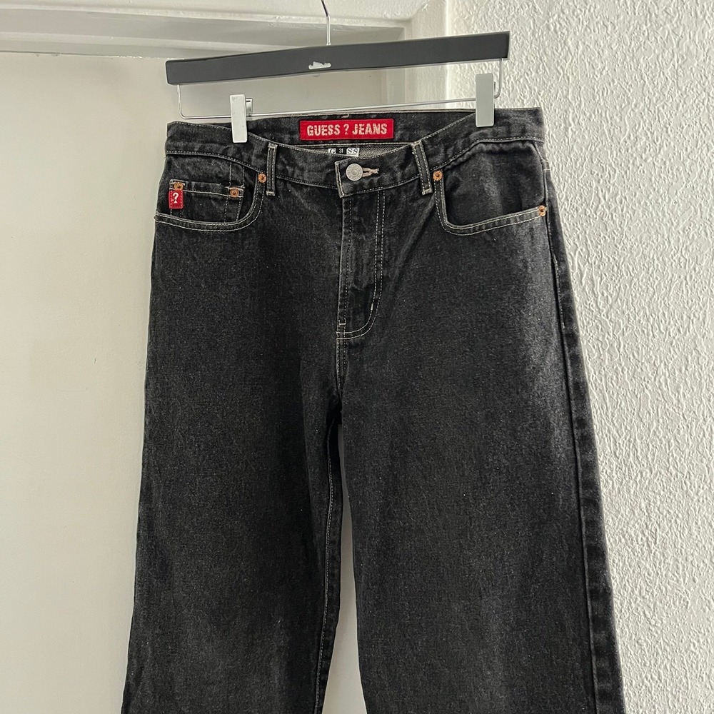 Vintage 90s Guess Relaxed Tapered Denim Men's Black Jeans - Men's Size‎ 31x34